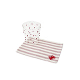 Cocteleras de Loneta con Rayas Blancas y Rojas con Bordado de Cangrejo. Set de 4