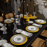 Platos Trinche de Rayas Negras, set de 4
