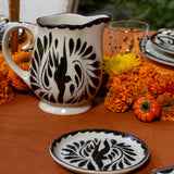 Platos para Pan Puebla de 15 cm en Blanco y Negro. Set de 4