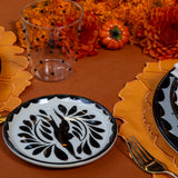 Platos para Pan Puebla de 15 cm en Blanco y Negro. Set de 4