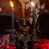 Candelabro Artesanal en Forma de Catrina Color Negro de Barro