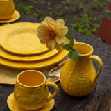 Plato Pan de Repollo Amarillo Canario. Set de 4