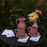 Cocteleras Fall en Lino Blanco con Bordado de Catarina, Bellota, Caracol y Hongo. Set de 4
