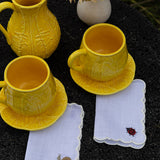 Cocteleras Fall en Lino Blanco con Bordado de Catarina, Bellota, Caracol y Hongo. Set de 4