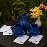 Cocteleras Fall en Lino Blanco con Bordado de Catarina, Bellota, Caracol y Hongo. Set de 4
