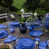 Set de Mantelería Vivi con Individuales y Servilletas en Lino Azul con Bordado de Pelitos. Set para 4 personas