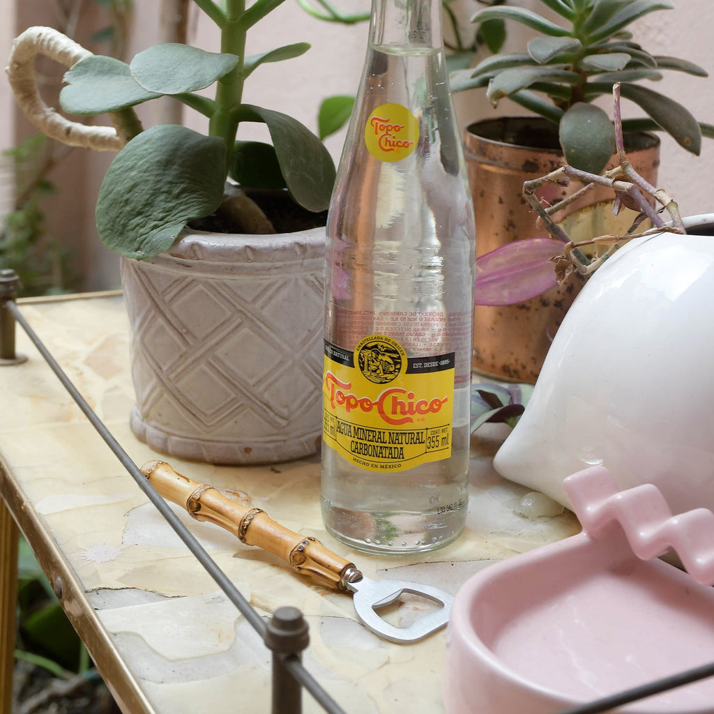 ZASHPACK BAMBÚ: Set de 5 Cubiertos para Servir y Destapador de Botellas con Mango de Bambú