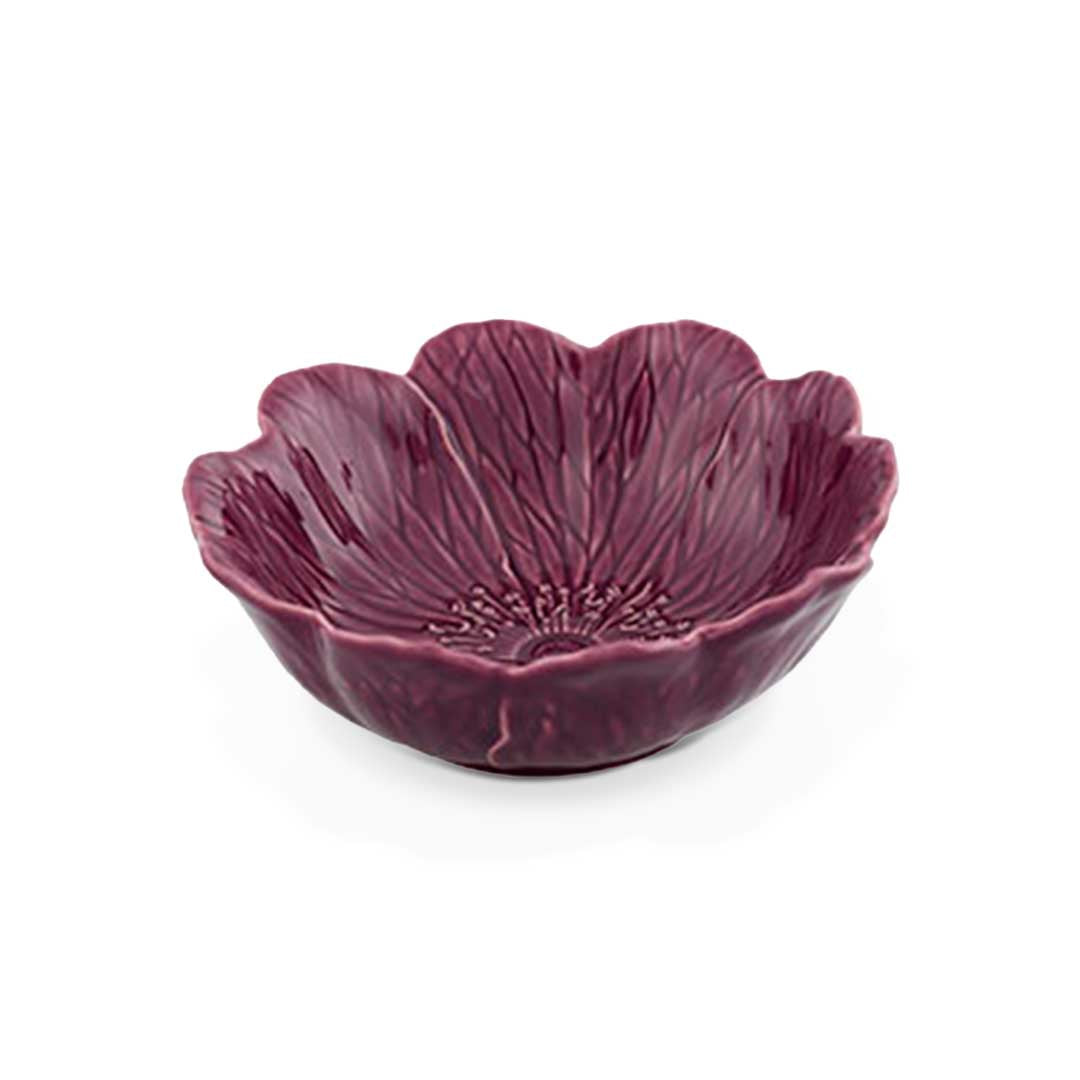 Bowl Flora Morado Grande 17cm de cerámica en forma de flor, marca Bordallo Pinheiro