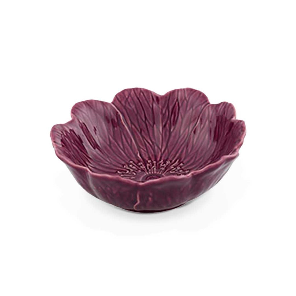 Bowl Flora Morado Grande 17cm de cerámica en forma de flor, marca Bordallo Pinheiro