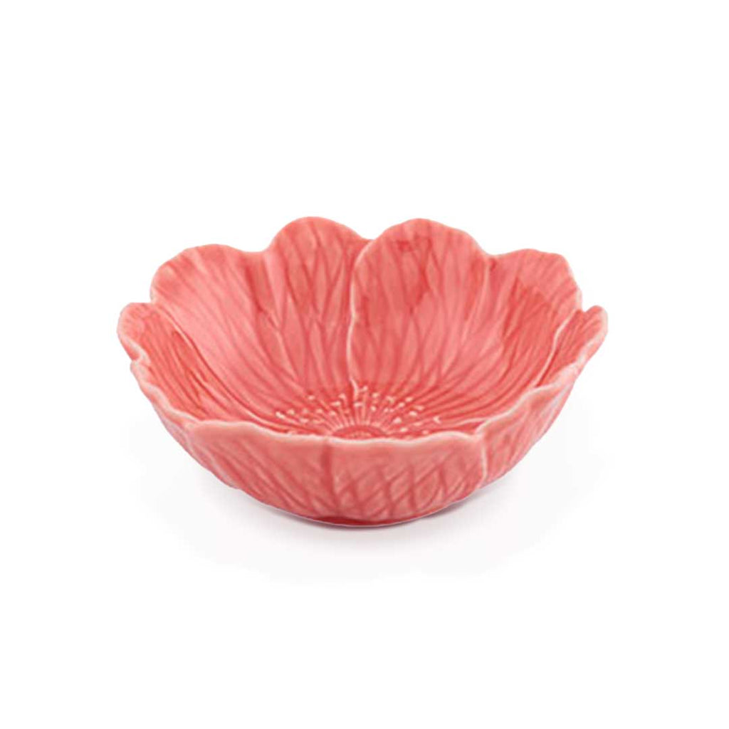 Bowl Flora Salmón Grande 17cm de cerámica en forma de flor, marca Bordallo Pinheiro