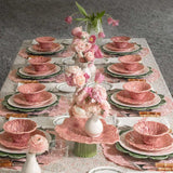 PINK FLOWER ZASHPACK: Set Individual Hortensia Rosa con Servilleta Flor Rosa con Platos Trinche Candy Cane Rosas, para 4 personas.
