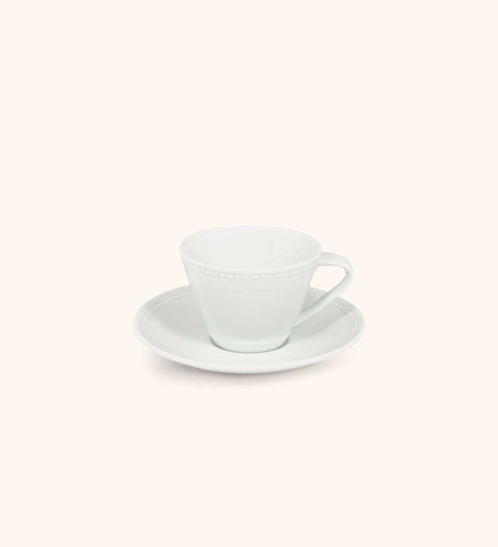 Taza para Te con Plato Perla. Set de 4