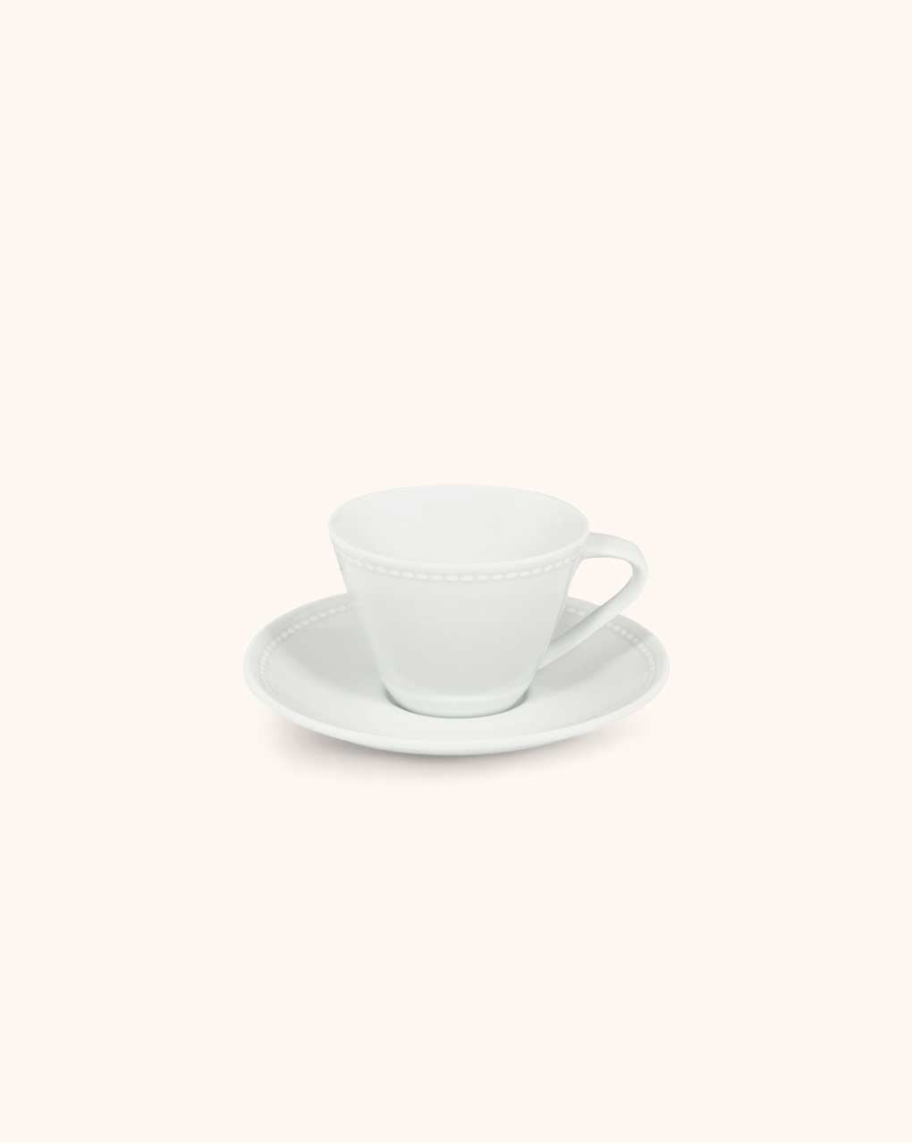 Taza para Te con Plato Perla. Set de 4