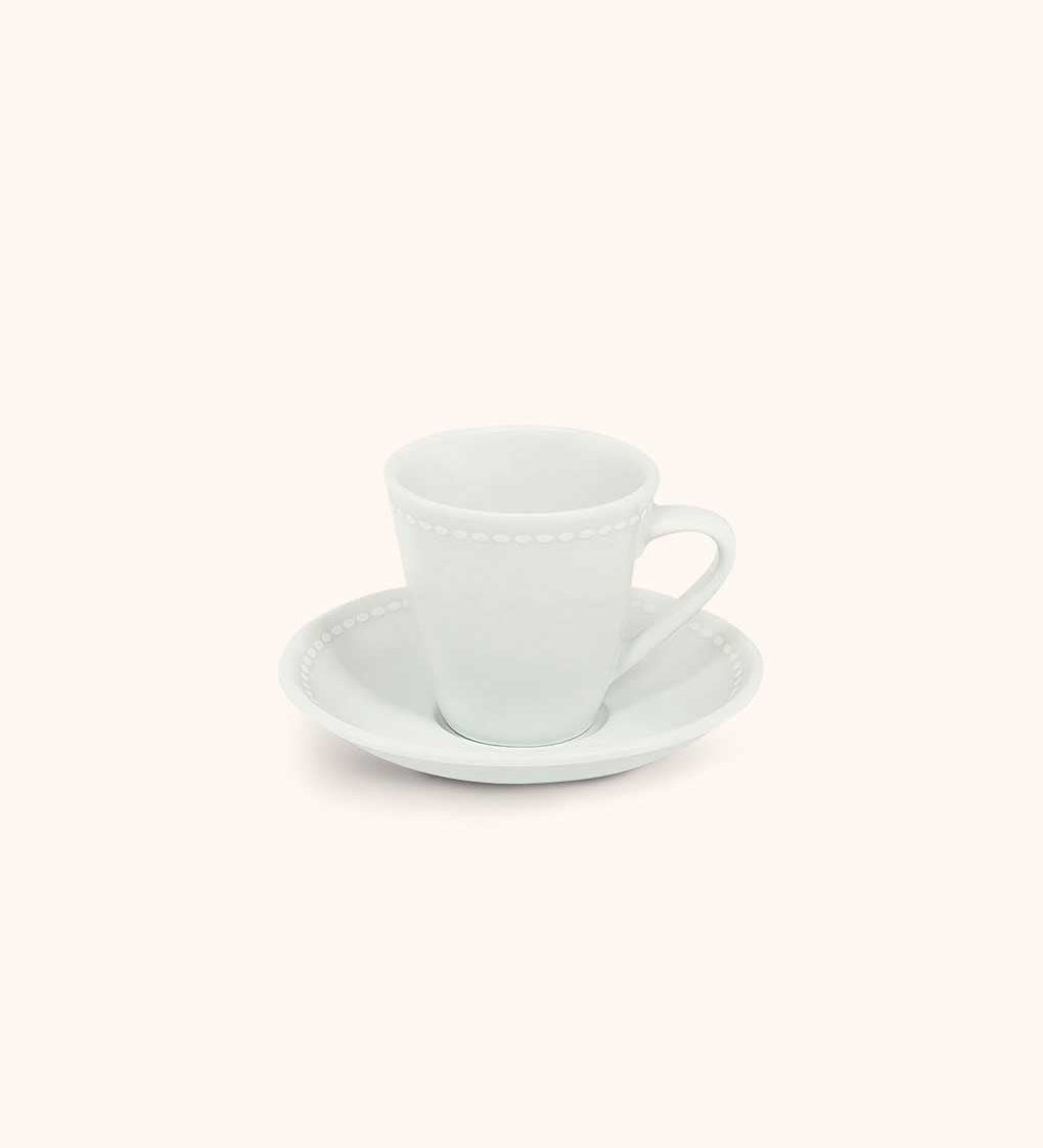 Taza para Cafe con Plato Perla. Set de 4