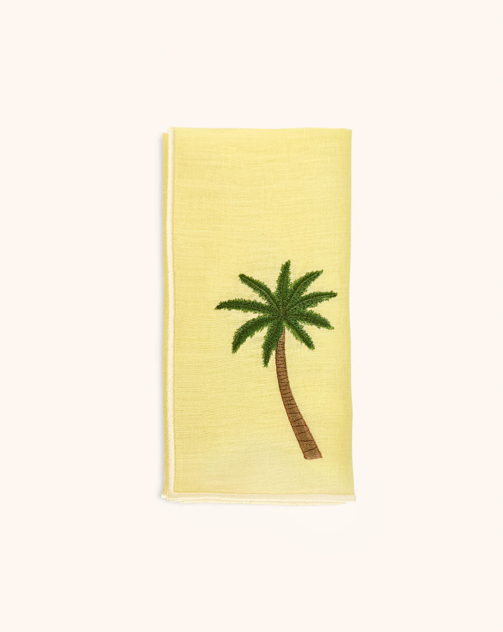 Servilletas Tropic Lino Amarillo con Bordado Palmera