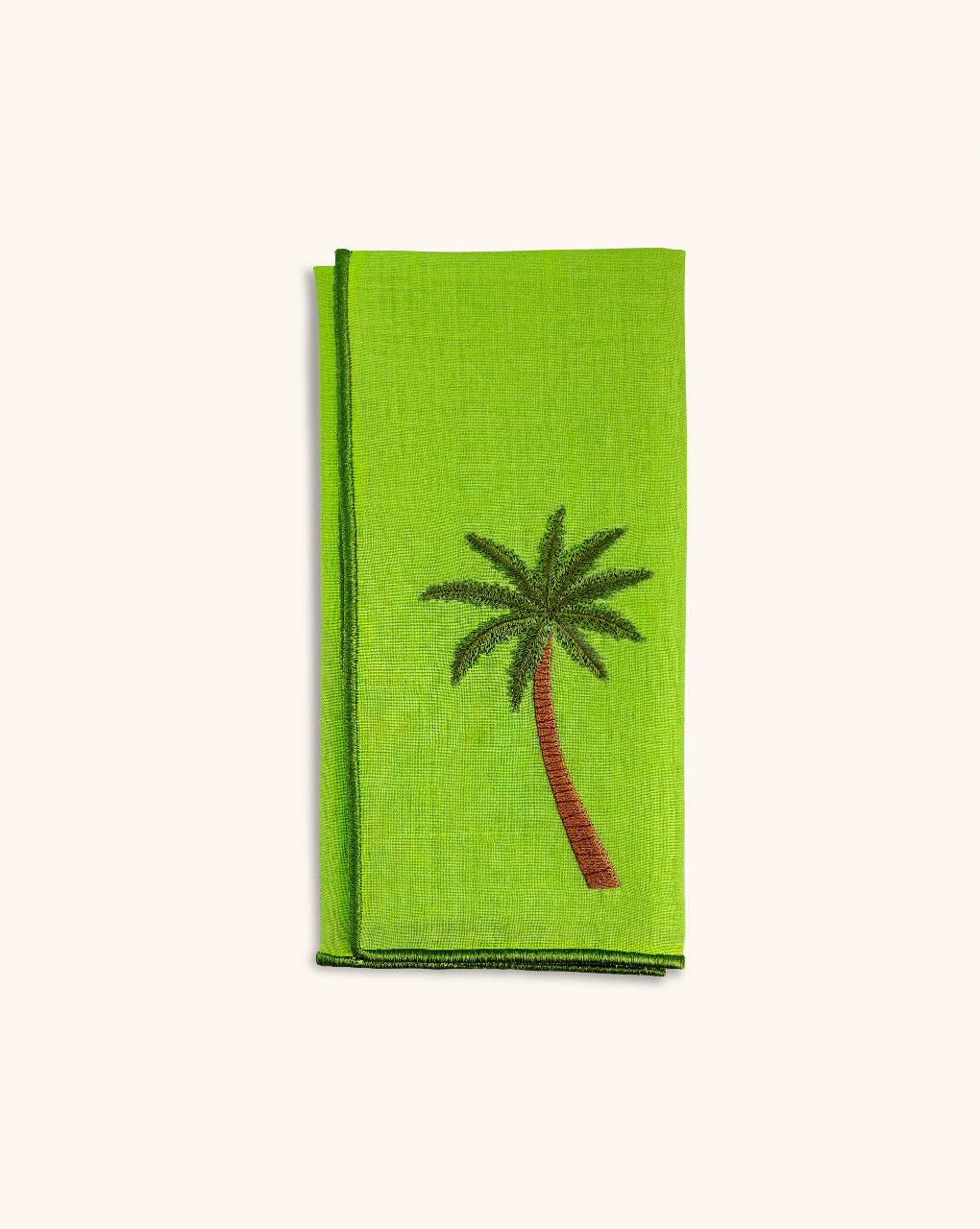 Servilletas Tropic Lino Verde con Palmera Bordada