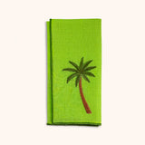 Servilletas Tropic Lino Verde con Palmera Bordada