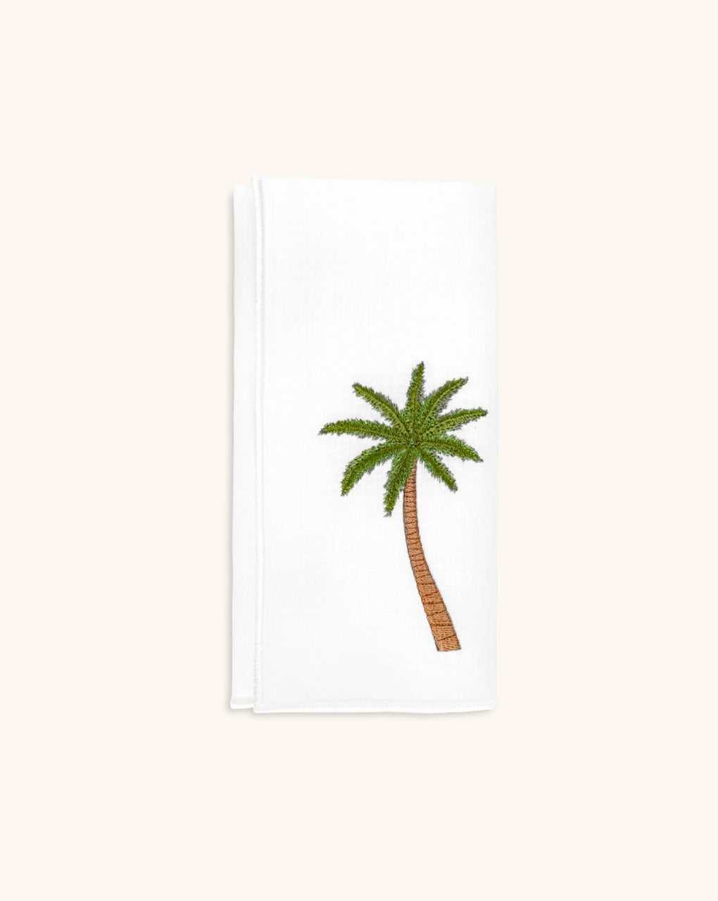 Servilletas Tropic Lino Blanco con Palmera Bordada