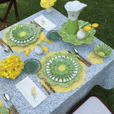 Cocteleras Flor Dalia en Loneta de Algodón Amarillo Pastel. Set de 4