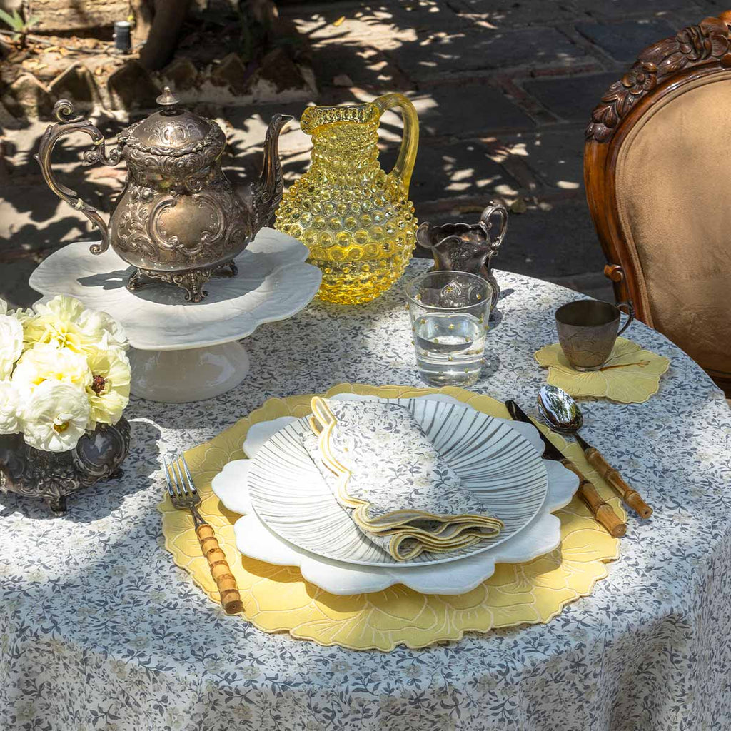Set de Mantelería con Individual Hortensia Amarillo y Servilleta Big Daisy Florecitas Amarillo