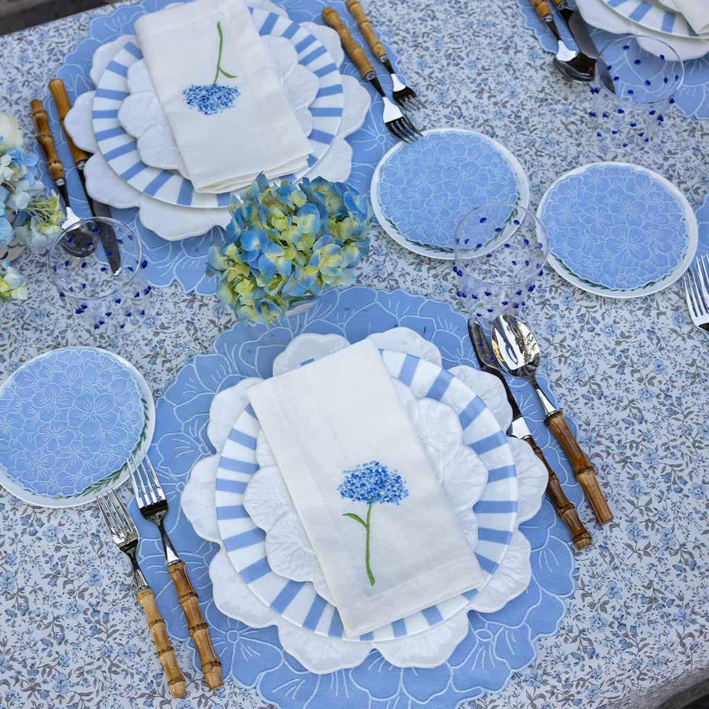 Set Individual Hortensia Azul con Servilleta Big Daisy Florecitas Azul