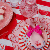 Individuales Sweet en Algodón Rosa Bordado en Forma de Pastel. Set de 4