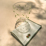 THE OLIVE ZASHPACK:  4 Cocteleras Olivos con Bordado de Aceitunas en Lino Arena y 1 Palillo con Aceitunas en Crochet.