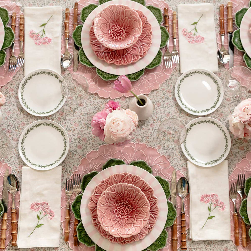 Set Individual Hortensia Rosa con Servilleta Flor Rosa