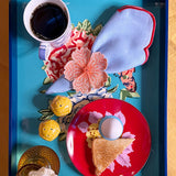 Servilleta Vivi en Lino color Azul con Bordado en Contraste. Set 4