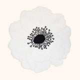 Individual Flor Anemona en Lino Blanco. Set de 4