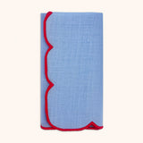 Servilleta Vivi en Lino color Azul con Bordado en Contraste. Set 4