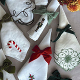 Servilleteros Moño de Terciopelo Verde Salvia 36mm. Set de 4