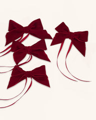 Servilleteros Moño de Terciopelo Rojo 36mm. Set de 4