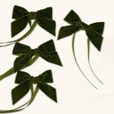 Servilleteros Moño de Terciopelo Verde Olivo 36mm. Set de 4