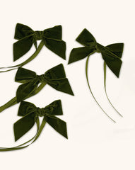 Servilleteros Moño de Terciopelo Verde Olivo 36mm. Set de 4