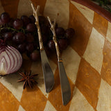 Cuchillos para Mantequilla con Mango de Bronce en Forma de Ramitas, Set de 2 piezas