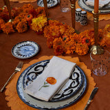 Individuales Flora en Algodón Naranja Bordado de Cempasúchil. Set de 4