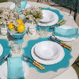 Juego de 4 Servilletas Suzy Aqua con Orilla Bordada.
