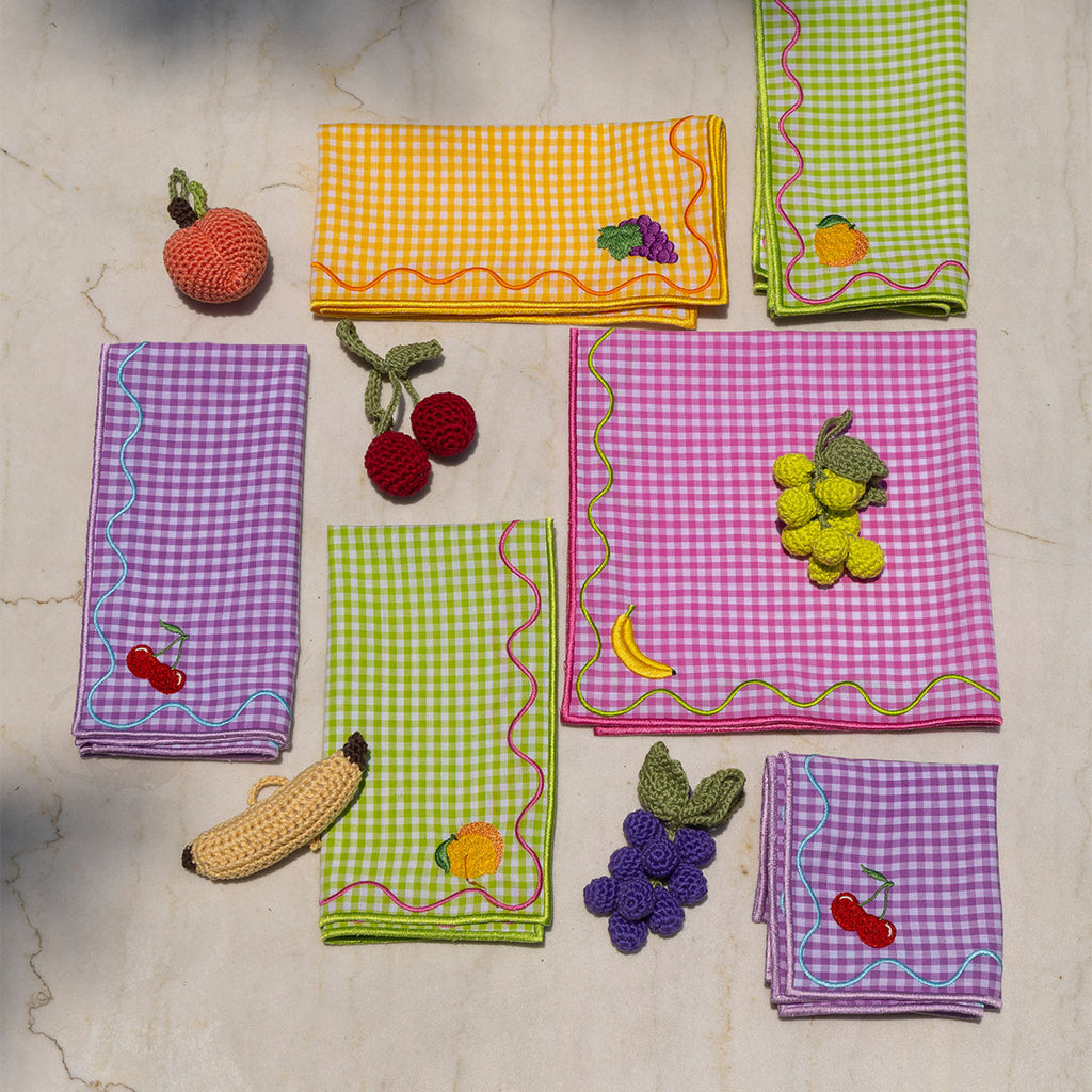 Servilleteros de Durazno en Crochet. Set de 4
