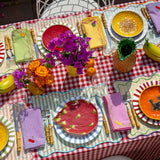 Servilletas Tutti Frutti en Mascota de Algodón de Colores con Bordado de Frutas. Set de 4
