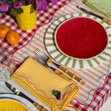Servilletas Tutti Frutti en Mascota de Algodón de Colores con Bordado de Frutas. Set de 4