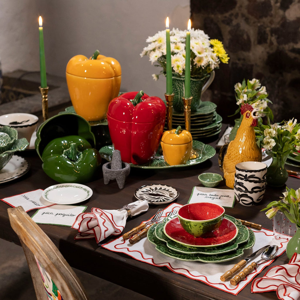 Plato Trinche Repollo Verde. Set de 4