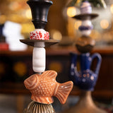 Candelabro de Latón, Vidrio y Cerámica Coral Reef