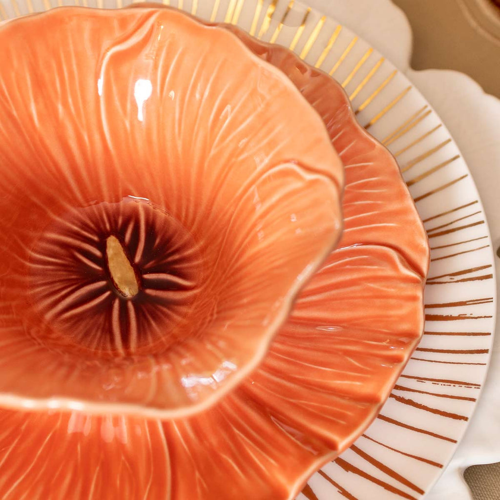 Bowl en forma de Hibiscus Naranja Rosa, set de 4.