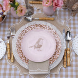 Platos para Ensalada Rosa con Pajarito, set de 4