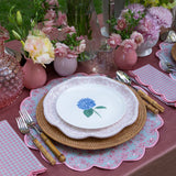 Juego de 4 Manteles Individuales Florales Big Daisy en Rosa y Verde con Doble Orilla Bordada