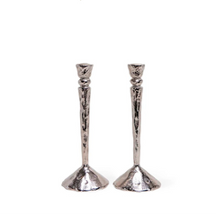Candelabro Martelinado Vintage en Plateado, set de 2