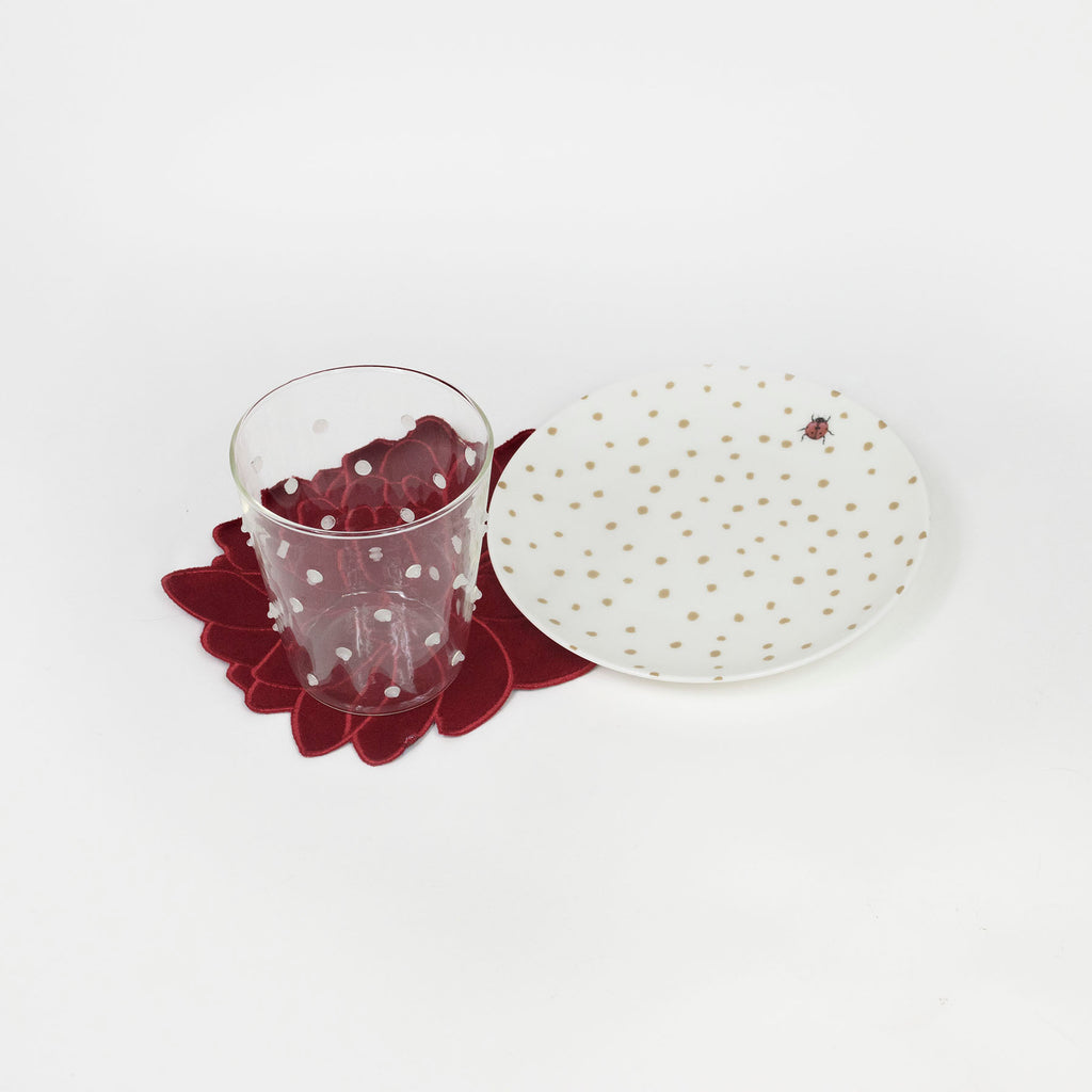 Juego de 4 Servilletas de Coctel Blossom color Rojo en Terciopelo