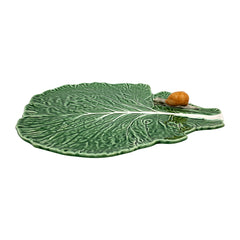 Platón para Servir Plano Hoja con Caracol de Bordallo Pinheiro 38 cm.