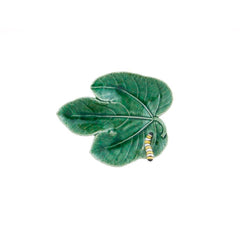 Plato de Hoja Higuera con Oruga de Bordallo Pinheiro 18.5 cm